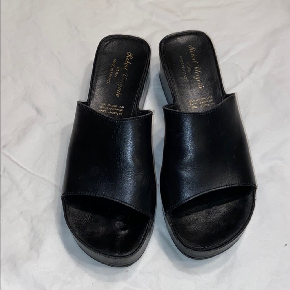 Robert Clergerie black leather platform sandals